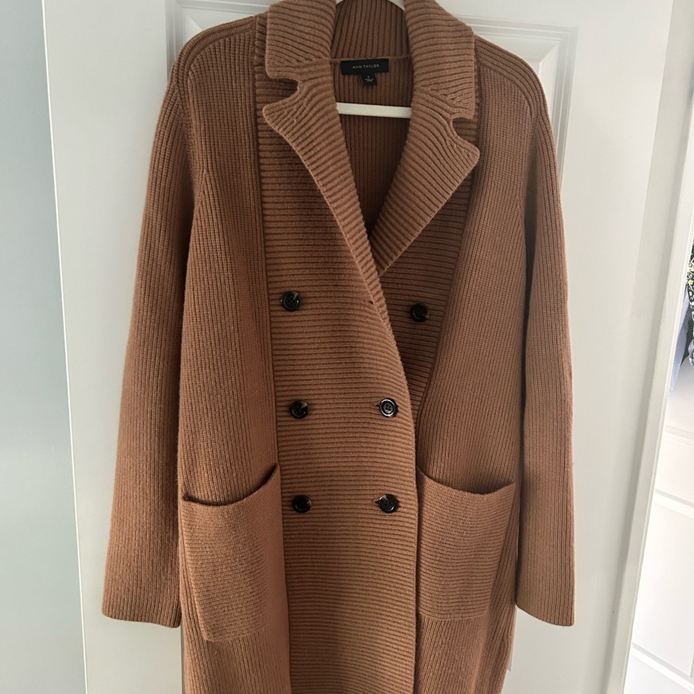 Ann Taylor Camel Sweater Jacket Size Medium